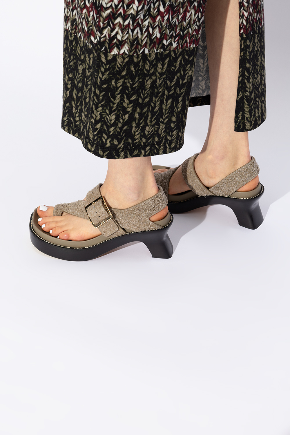 【24SS NEW】LOEWE_woman / Campo スエード サンダル / Khaki Loewe Heeled sandals | Women's Shoes | Vitkac